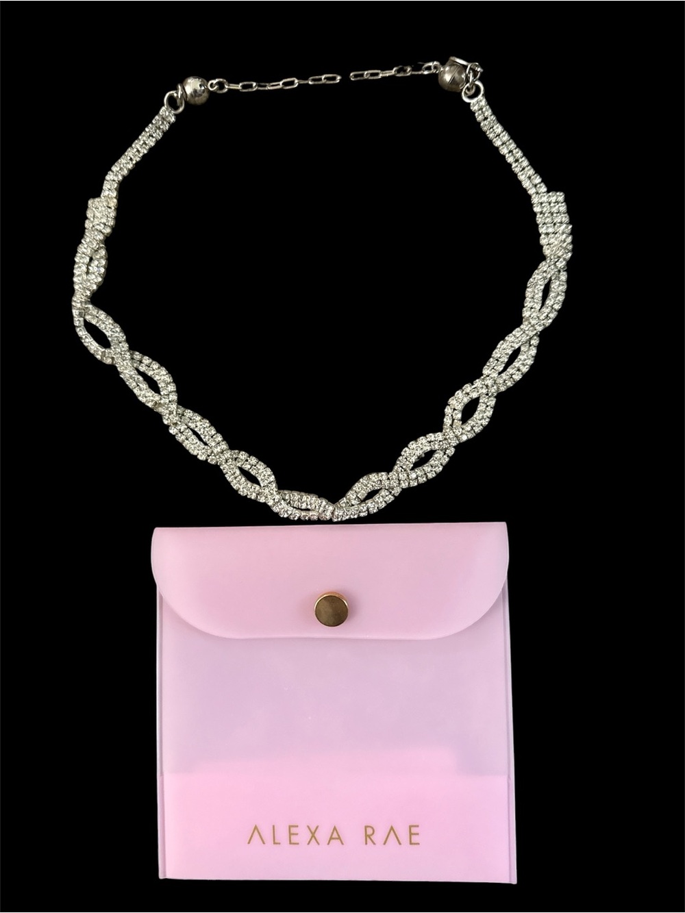 By Alexa Rae Metalic Pearl White Rhinestone Chain